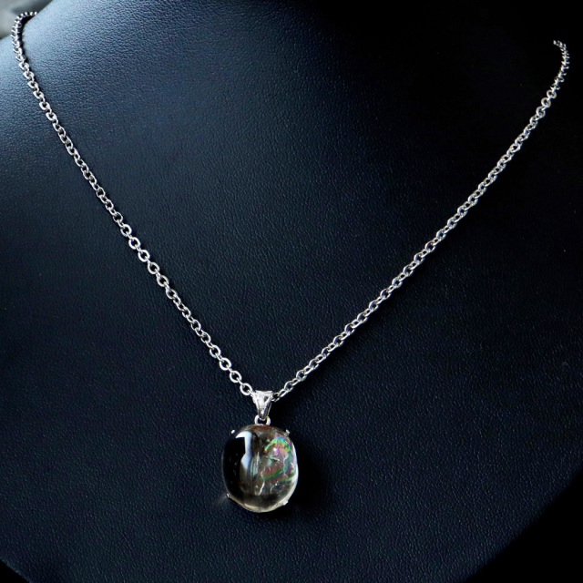 アイリスクォーツ 虹入り 水晶 ネックレス 天然石 ペンダント高品質 Silver925 チェーン付き