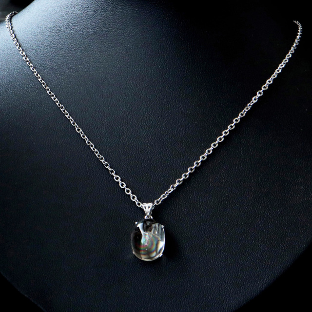 アイリスクォーツ 虹入り 水晶 ネックレス 天然石 ペンダント高品質 Silver925 チェーン付き