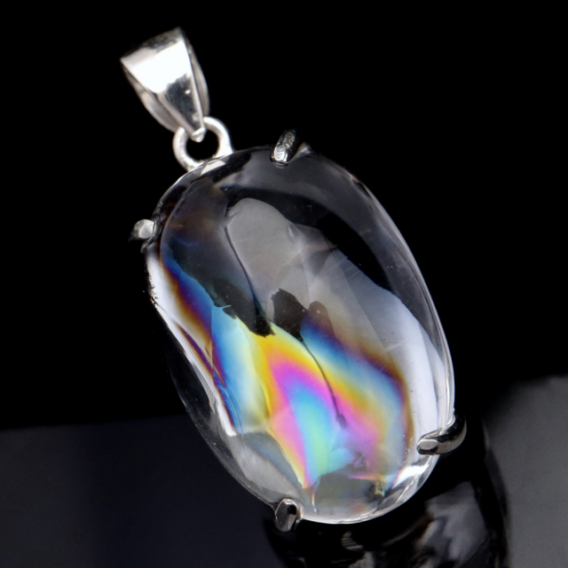 アイリスクォーツ 虹入り 水晶 ネックレス AAA 天然石 ペンダント高品質 Silver925 チェーン付き
