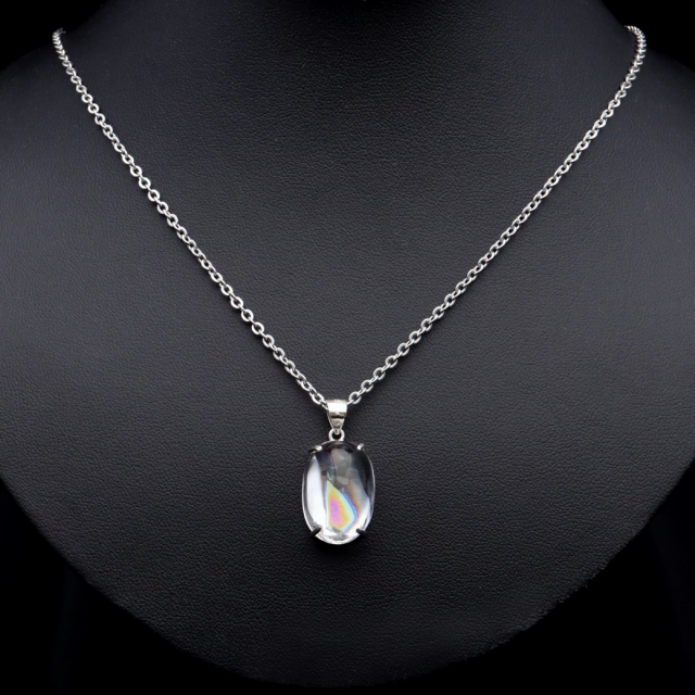 アイリスクォーツ 虹入り 水晶 ネックレス AAA 天然石 ペンダント高品質 Silver925 チェーン付き