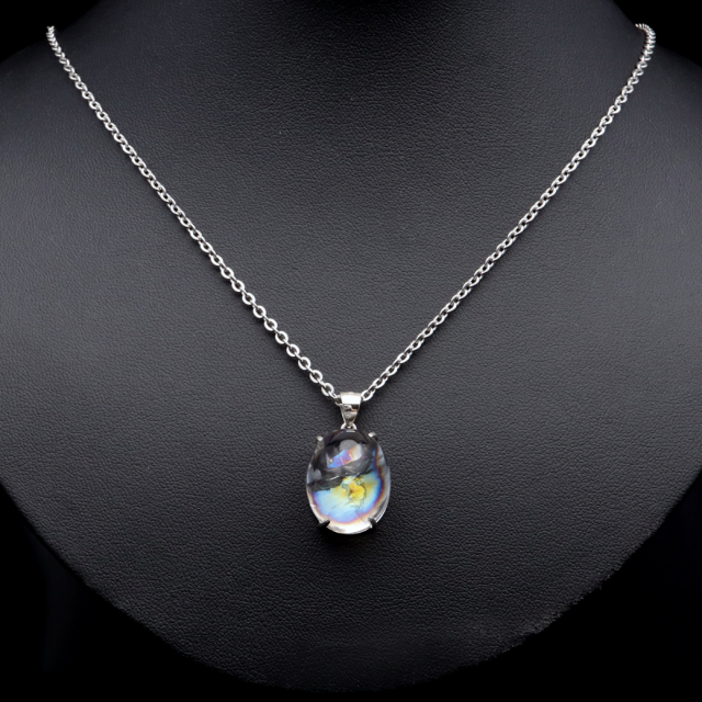 アイリスクォーツ 虹入り 水晶 ネックレス AAA 天然石 ペンダント高品質 Silver925 チェーン付き
