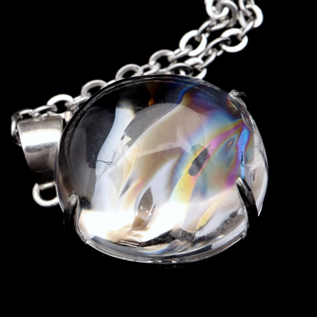 アイリスクォーツ 虹入り 水晶 ネックレス AAA 天然石 ペンダント高品質 Silver925 チェーン付き