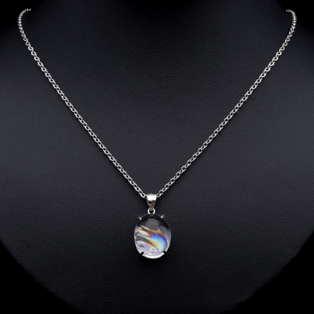 アイリスクォーツ 虹入り 水晶 ネックレス AAA 天然石 ペンダント高品質 Silver925 チェーン付き
