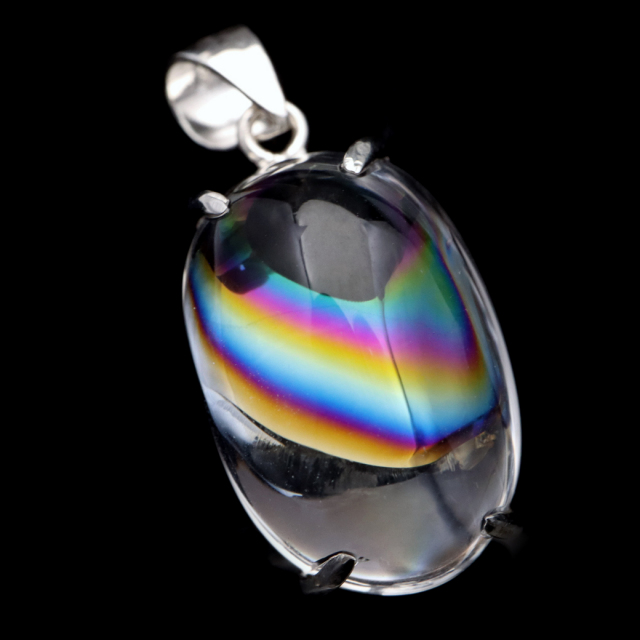アイリスクォーツ 虹入り 水晶 ネックレス AAA 天然石 ペンダント高品質 Silver925 チェーン付き