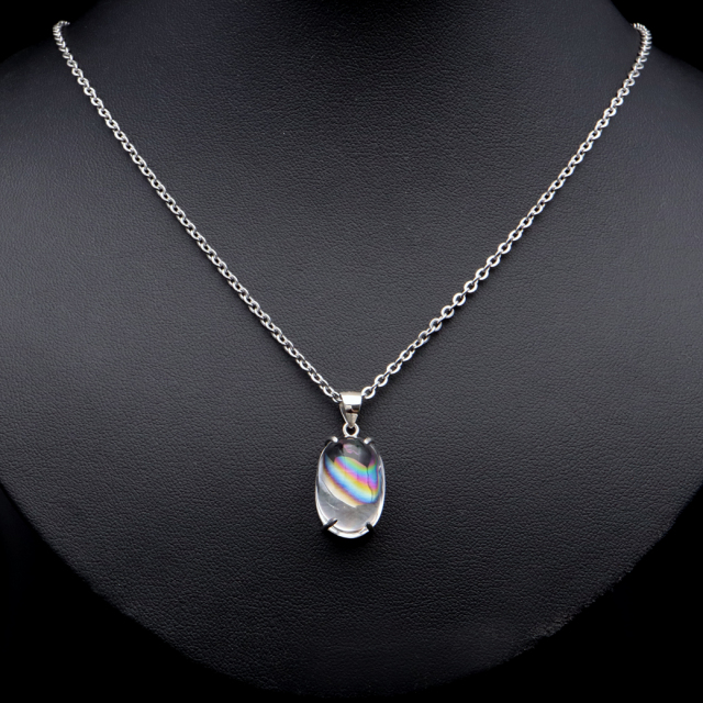 アイリスクォーツ 虹入り 水晶 ネックレス AAA 天然石 ペンダント高品質 Silver925 チェーン付き