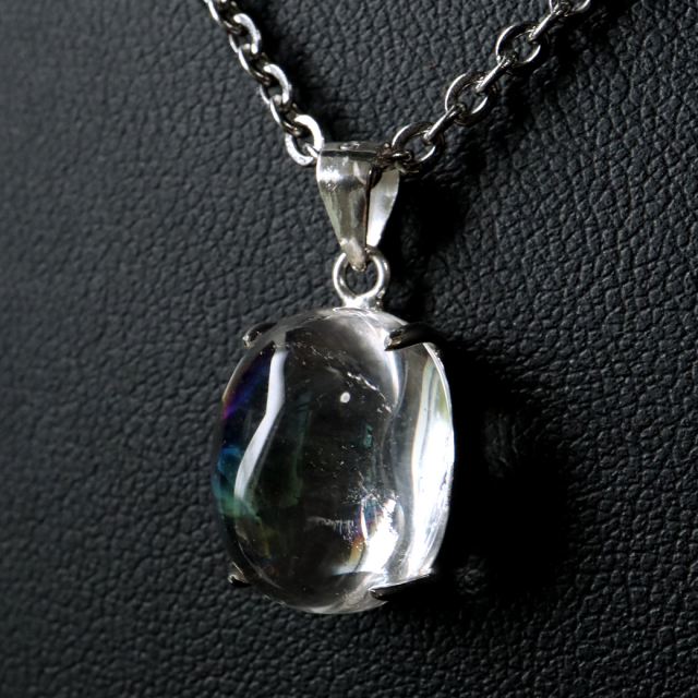 アイリスクォーツ 虹入り 水晶 ネックレス 天然石 ペンダント高品質 Silver925 チェーン付き