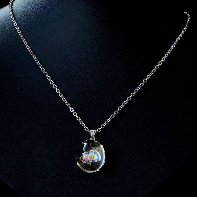 アイリスクォーツ 虹入り 水晶 ネックレス 天然石 ペンダント高品質 Silver925 チェーン付き