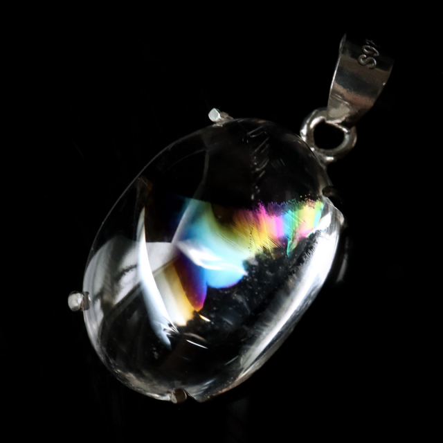 アイリスクォーツ 虹入り 水晶 ネックレス 天然石 ペンダント高品質 Silver925 チェーン付き