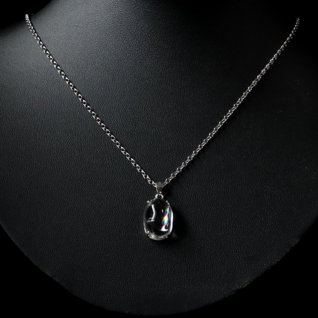 アイリスクォーツ 虹入り 水晶 ネックレス 天然石 ペンダント高品質 Silver925 チェーン付き