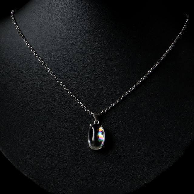 アイリスクォーツ 虹入り 水晶 ネックレス 天然石 ペンダント高品質 Silver925 チェーン付き