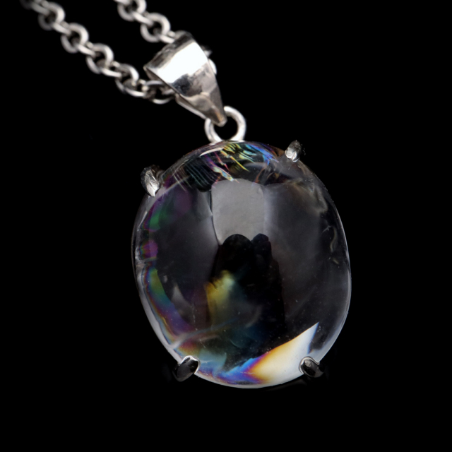 アイリスクォーツ 虹入り 水晶 ネックレス AAA 天然石 ペンダント高品質 Silver925 チェーン付き