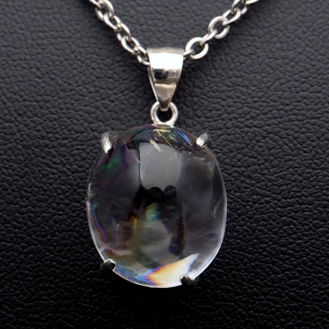 アイリスクォーツ 虹入り 水晶 ネックレス AAA 天然石 ペンダント高品質 Silver925 チェーン付き
