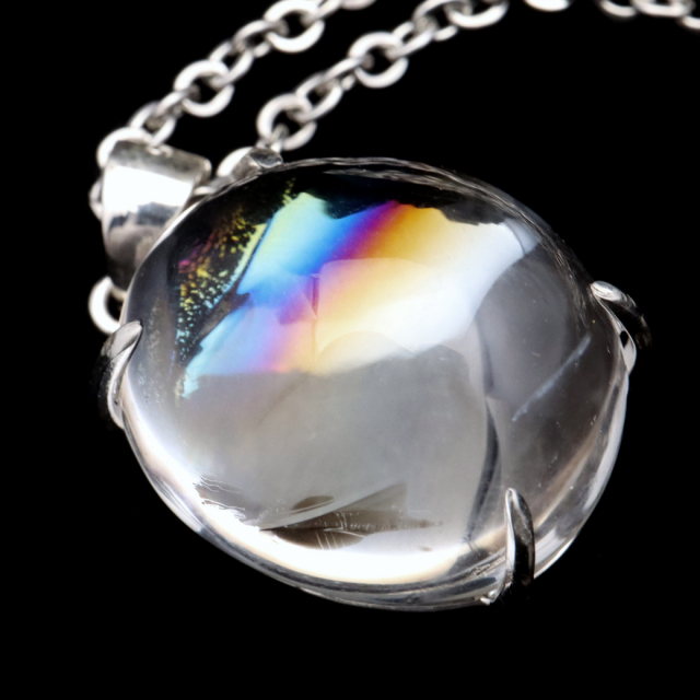 アイリスクォーツ 虹入り 水晶 ネックレス AAA 天然石 ペンダント高品質 Silver925 チェーン付き