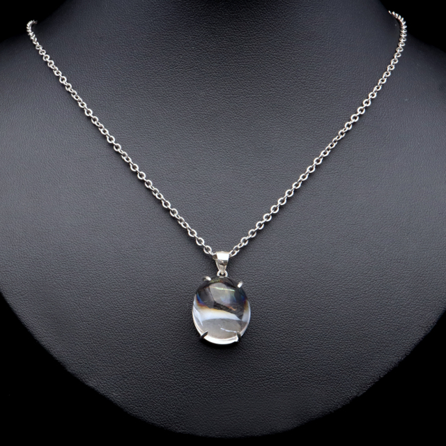 アイリスクォーツ 虹入り 水晶 ネックレス AAA 天然石 ペンダント高品質 Silver925 チェーン付き