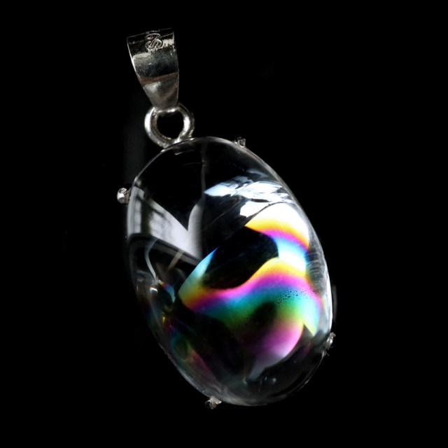 アイリスクォーツ 虹入り 水晶 ネックレス 天然石 ペンダント高品質 Silver925 チェーン付き