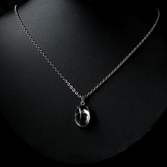 アイリスクォーツ 虹入り 水晶 ネックレス 天然石 ペンダント高品質 Silver925 チェーン付き