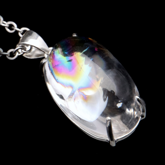 アイリスクォーツ 虹入り 水晶 ネックレス AAA 天然石 ペンダント高品質 Silver925 チェーン付き
