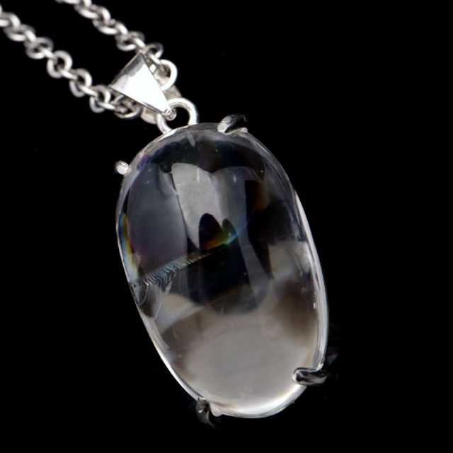 アイリスクォーツ 虹入り 水晶 ネックレス AAA 天然石 ペンダント高品質 Silver925 チェーン付き