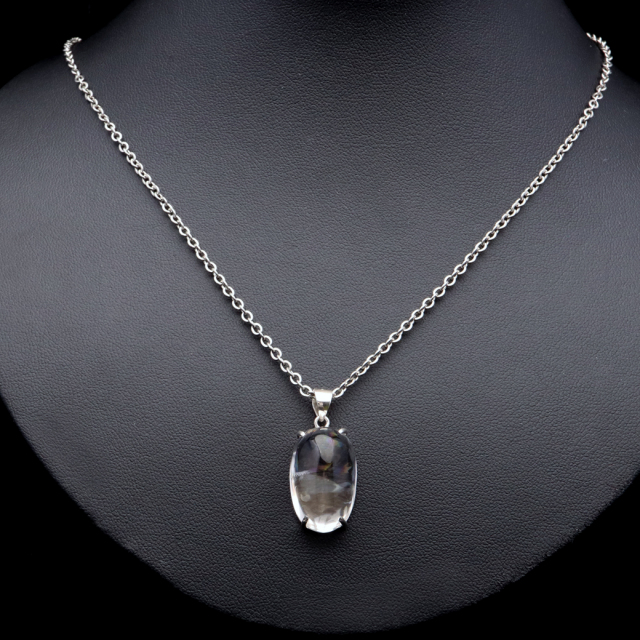 アイリスクォーツ 虹入り 水晶 ネックレス AAA 天然石 ペンダント高品質 Silver925 チェーン付き
