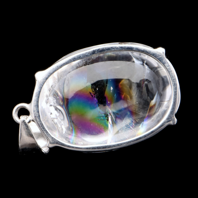 アイリスクォーツ 虹入り 水晶 ネックレス AAA 天然石 ペンダント高品質 Silver925 チェーン付き