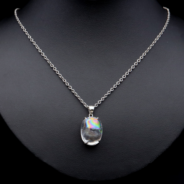 アイリスクォーツ 虹入り 水晶 ネックレス AAA 天然石 ペンダント高品質 Silver925 チェーン付き