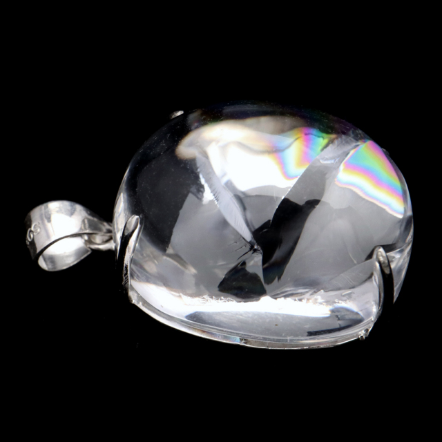 アイリスクォーツ 虹入り 水晶 ネックレス AAA 天然石 ペンダント高品質 Silver925 チェーン付き