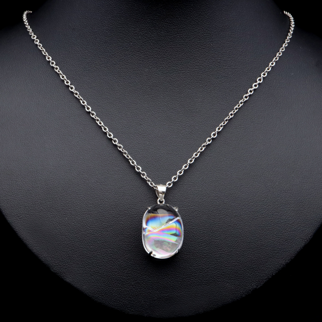 アイリスクォーツ 虹入り 水晶 ネックレス AAA 天然石 ペンダント高品質 Silver925 チェーン付き