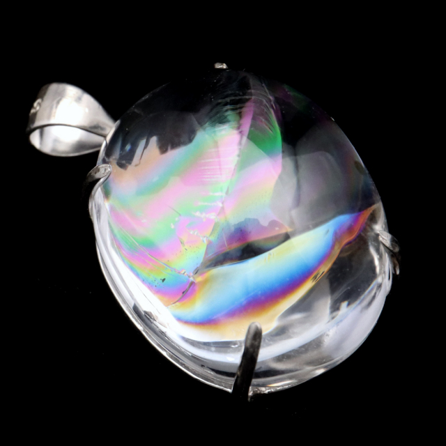 アイリスクォーツ 虹入り 水晶 ネックレス AAA 天然石 ペンダント高品質 Silver925 チェーン付き