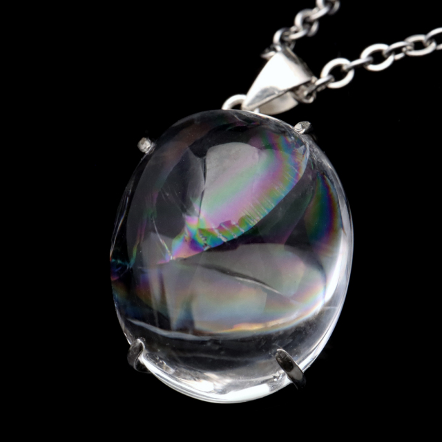 アイリスクォーツ 虹入り 水晶 ネックレス AAA 天然石 ペンダント高品質 Silver925 チェーン付き