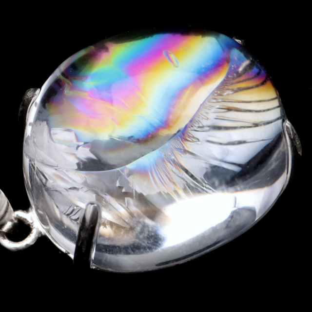 アイリスクォーツ 虹入り 水晶 ネックレス AAA 天然石 ペンダント高品質 Silver925 チェーン付き