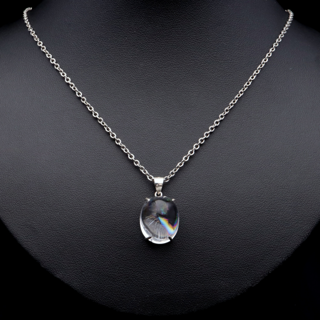 アイリスクォーツ 虹入り 水晶 ネックレス AAA 天然石 ペンダント高品質 Silver925 チェーン付き