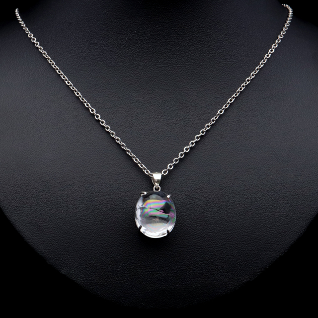 アイリスクォーツ 虹入り 水晶 ネックレス AAA 天然石 ペンダント高品質 Silver925 チェーン付き