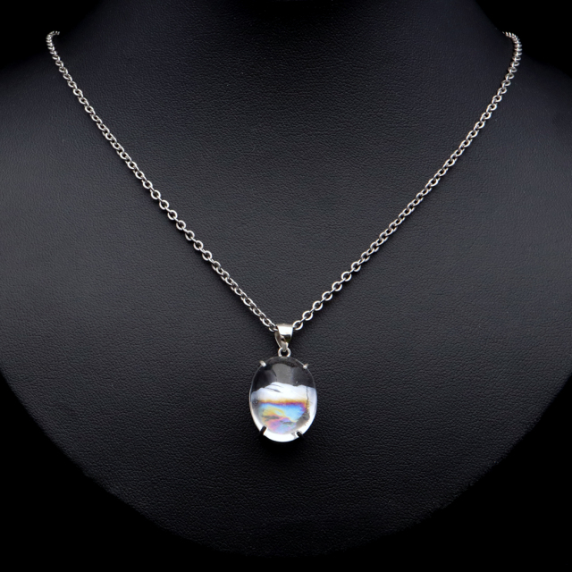 アイリスクォーツ 虹入り 水晶 ネックレス AAA 天然石 ペンダント高品質 Silver925 チェーン付き
