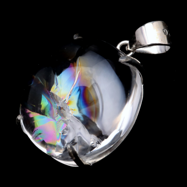 アイリスクォーツ 虹入り 水晶 ネックレス AAA 天然石 ペンダント高品質 Silver925 チェーン付き