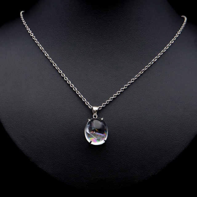 アイリスクォーツ 虹入り 水晶 ネックレス AAA 天然石 ペンダント高品質 Silver925 チェーン付き