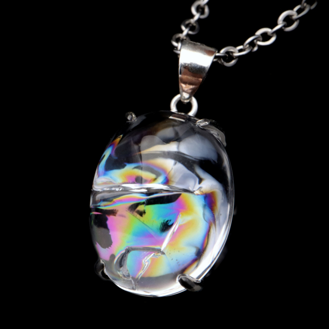 アイリスクォーツ 虹入り 水晶 ネックレス AAA 天然石 ペンダント高品質 Silver925 チェーン付き