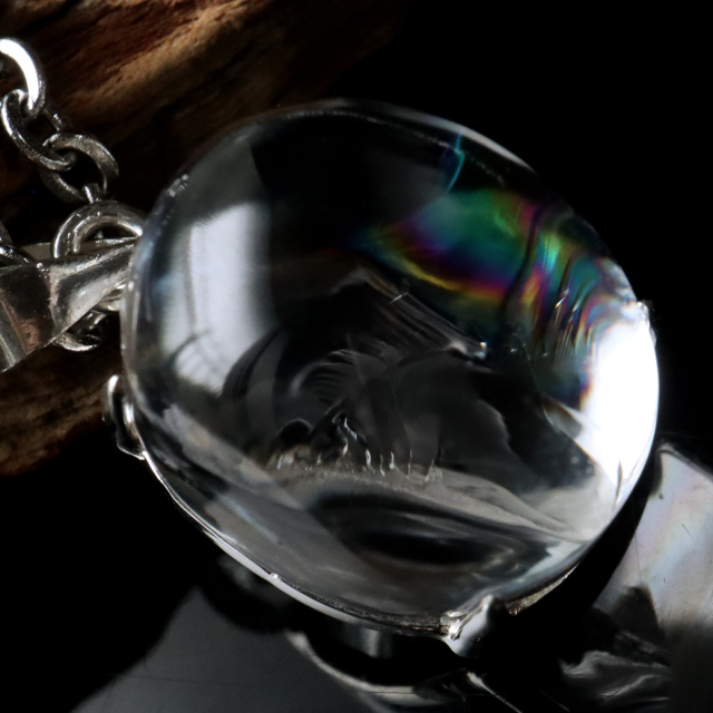アイリスクォーツ 虹入り 水晶 ネックレス 天然石 ペンダント高品質 Silver925 チェーン付き