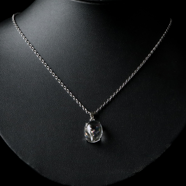 アイリスクォーツ 虹入り 水晶 ネックレス 天然石 ペンダント高品質 Silver925 チェーン付き