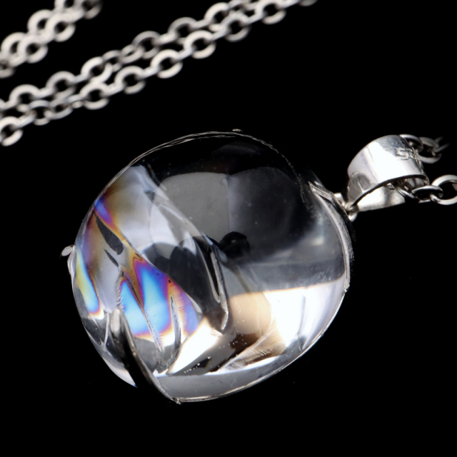 アイリスクォーツ 虹入り 水晶 ネックレス AAA 天然石 ペンダント高品質 Silver925 チェーン付き