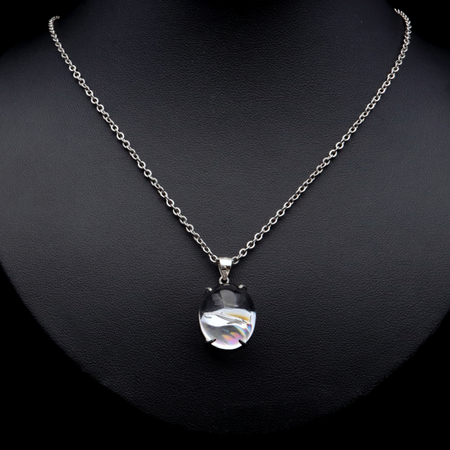アイリスクォーツ 虹入り 水晶 ネックレス AAA 天然石 ペンダント高品質 Silver925 チェーン付き
