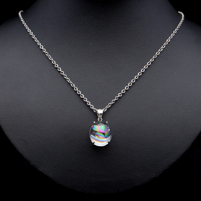 アイリスクォーツ 虹入り 水晶 ネックレス AAA 天然石 ペンダント高品質 Silver925 チェーン付き