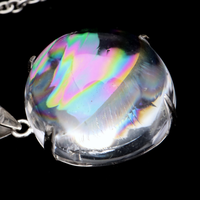 アイリスクォーツ 虹入り 水晶 ネックレス AAA 天然石 ペンダント高品質 Silver925 チェーン付き