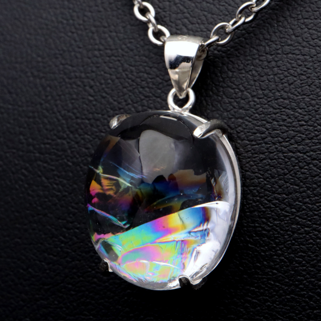 アイリスクォーツ 虹入り 水晶 ネックレス AAA 天然石 ペンダント高品質 Silver925 チェーン付き