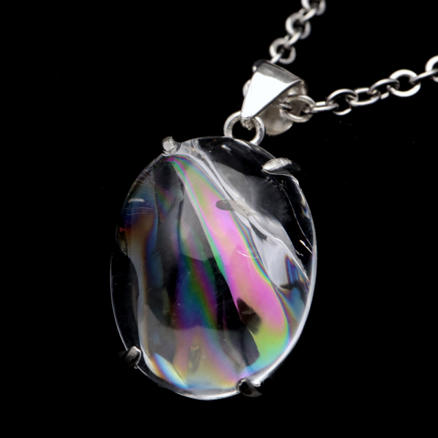 アイリスクォーツ 虹入り 水晶 ネックレス AAA 天然石 ペンダント高品質 Silver925 チェーン付き