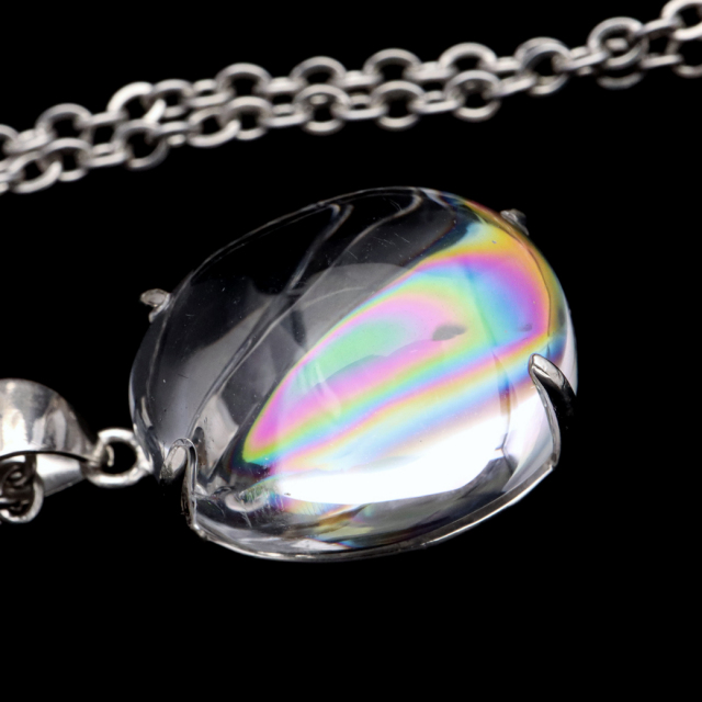 アイリスクォーツ 虹入り 水晶 ネックレス AAA 天然石 ペンダント高品質 Silver925 チェーン付き
