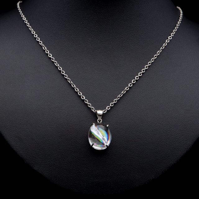 アイリスクォーツ 虹入り 水晶 ネックレス AAA 天然石 ペンダント高品質 Silver925 チェーン付き