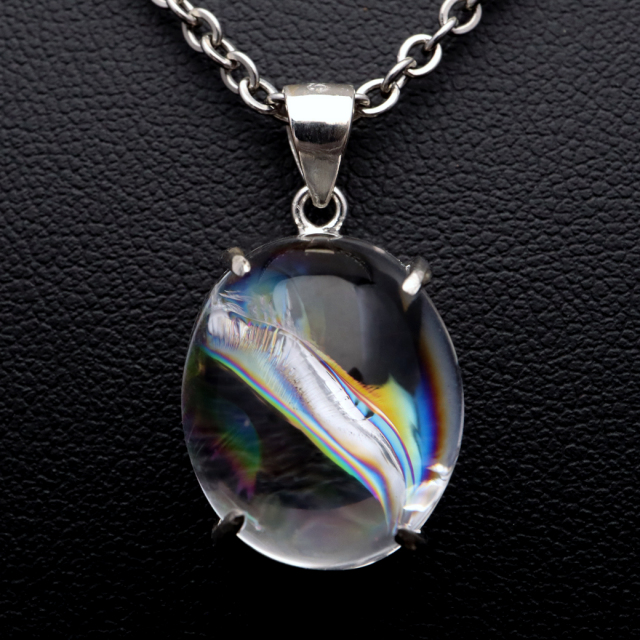 アイリスクォーツ 虹入り 水晶 ネックレス AAA 天然石 ペンダント高品質 Silver925 チェーン付き