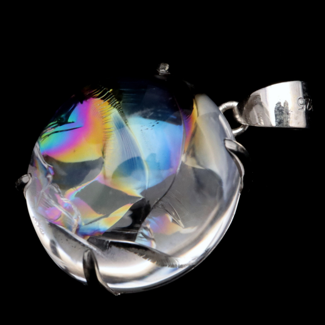アイリスクォーツ 虹入り 水晶 ネックレス AAA 天然石 ペンダント高品質 Silver925 チェーン付き