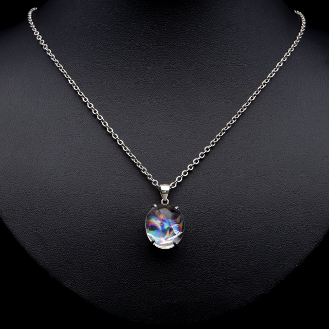 アイリスクォーツ 虹入り 水晶 ネックレス AAA 天然石 ペンダント高品質 Silver925 チェーン付き
