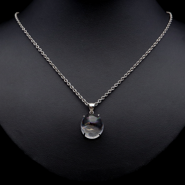 アイリスクォーツ 虹入り 水晶 ネックレス AAA 天然石 ペンダント高品質 Silver925 チェーン付き